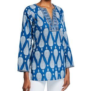 Blue and White Women's Tunic Top